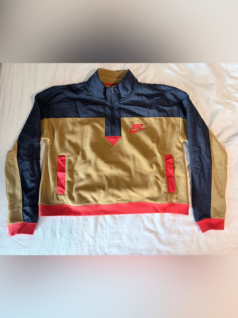 Nike Tan Fleece Quarter Zip Cropped/Boxy fit Jacket